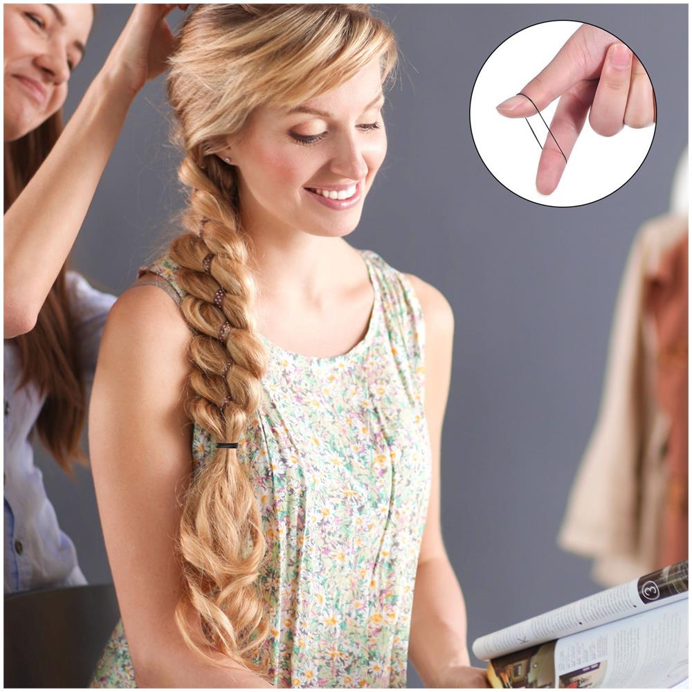 Confezione Da 1000 Bands Mini Elastici Molli Elastiche Per Capelli Bambini Trecce Di Capelli Acconciature Matrimonio E More (nero) - Foto 4