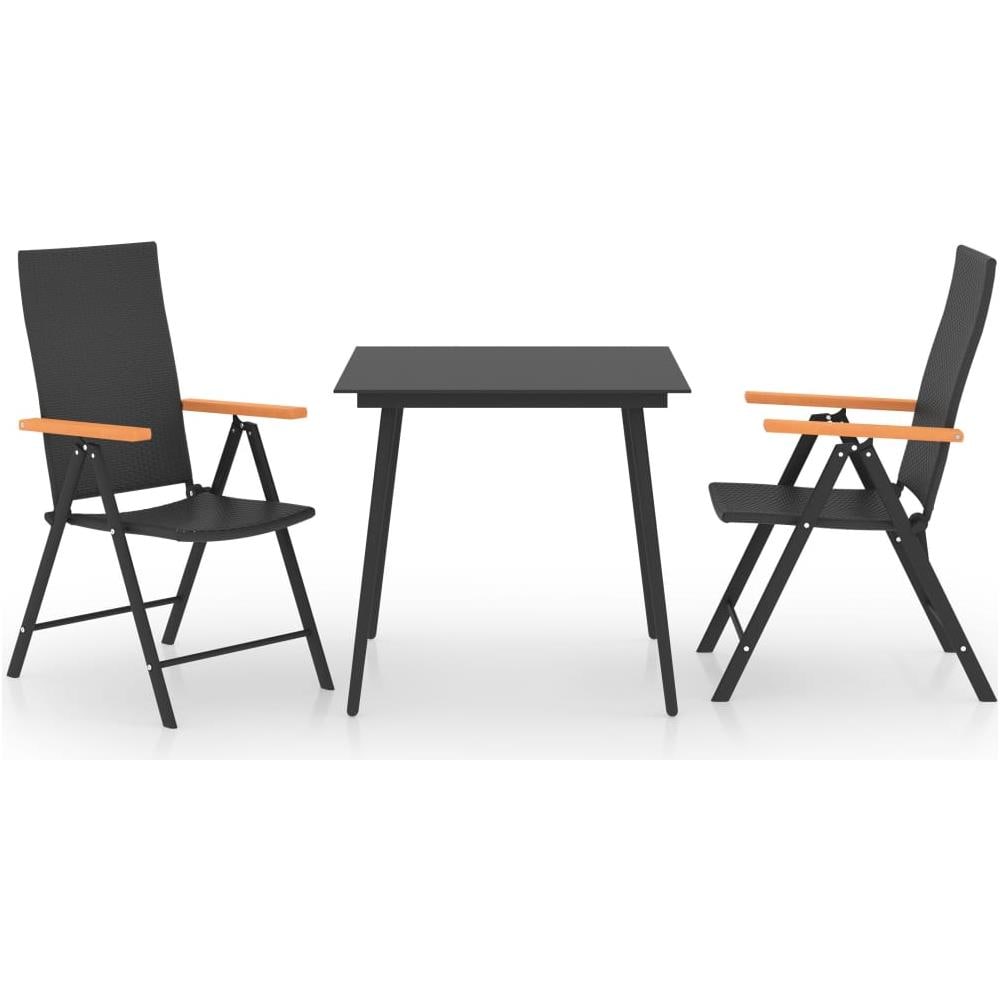 Set Da Pranzo Da Giardino 3 Pz Nero E Marrone - Foto 1
