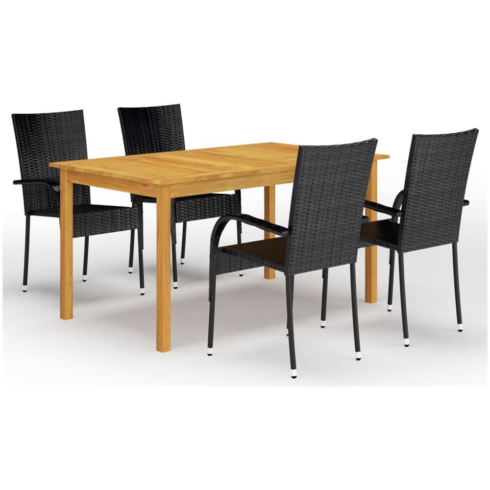 Set Mobili Da Pranzo Per Giardino 5 Pz Nero - Foto 1