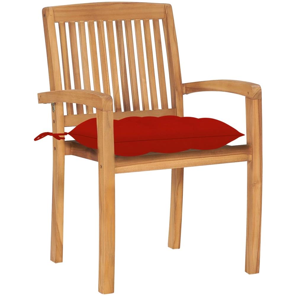 Sedie da Giardino Impilabili con Cuscini 6 pz Massello di Teak - Foto 3