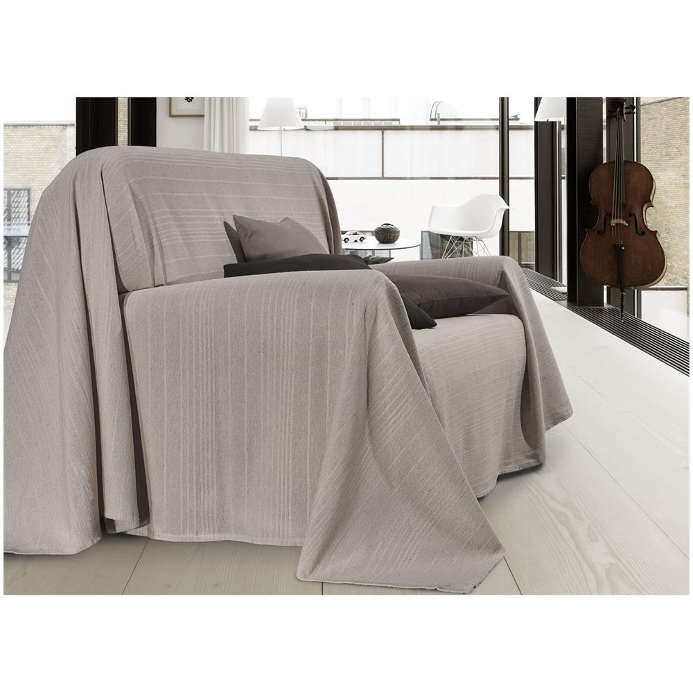 Telo Arredo Copridivano Multiuso Copritutto Cotone Modello Sharane Arredatutto 2 Piazze Tortora - Foto 1