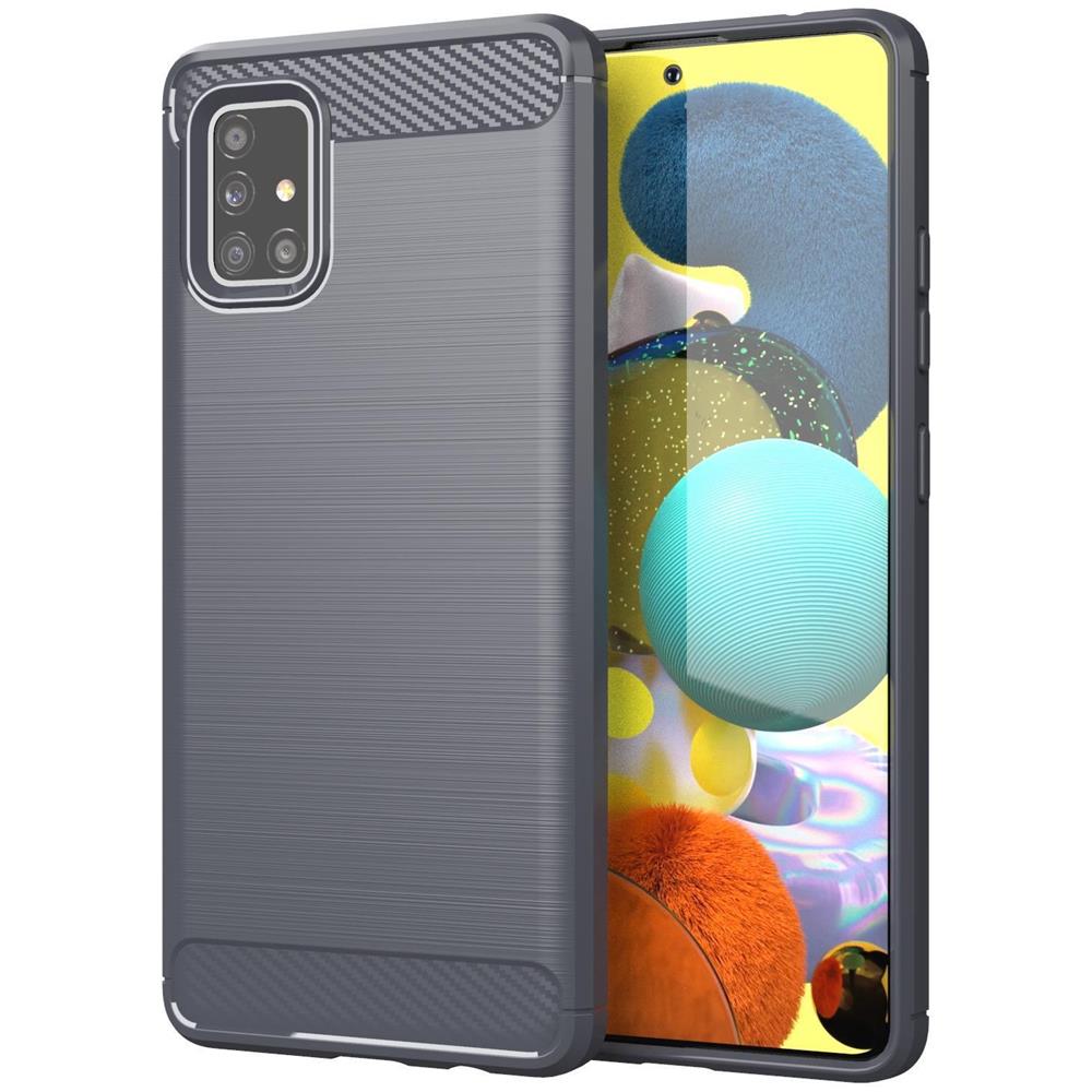 Custodia Compatibile Con Samsung Galaxy A51 4g / M40s In Brusched Grigio - Coperchio Protettivo In Silicone Tpu Flessibile In Look Acciaio Inossidabile-fibra Di Carbonio - Foto 1