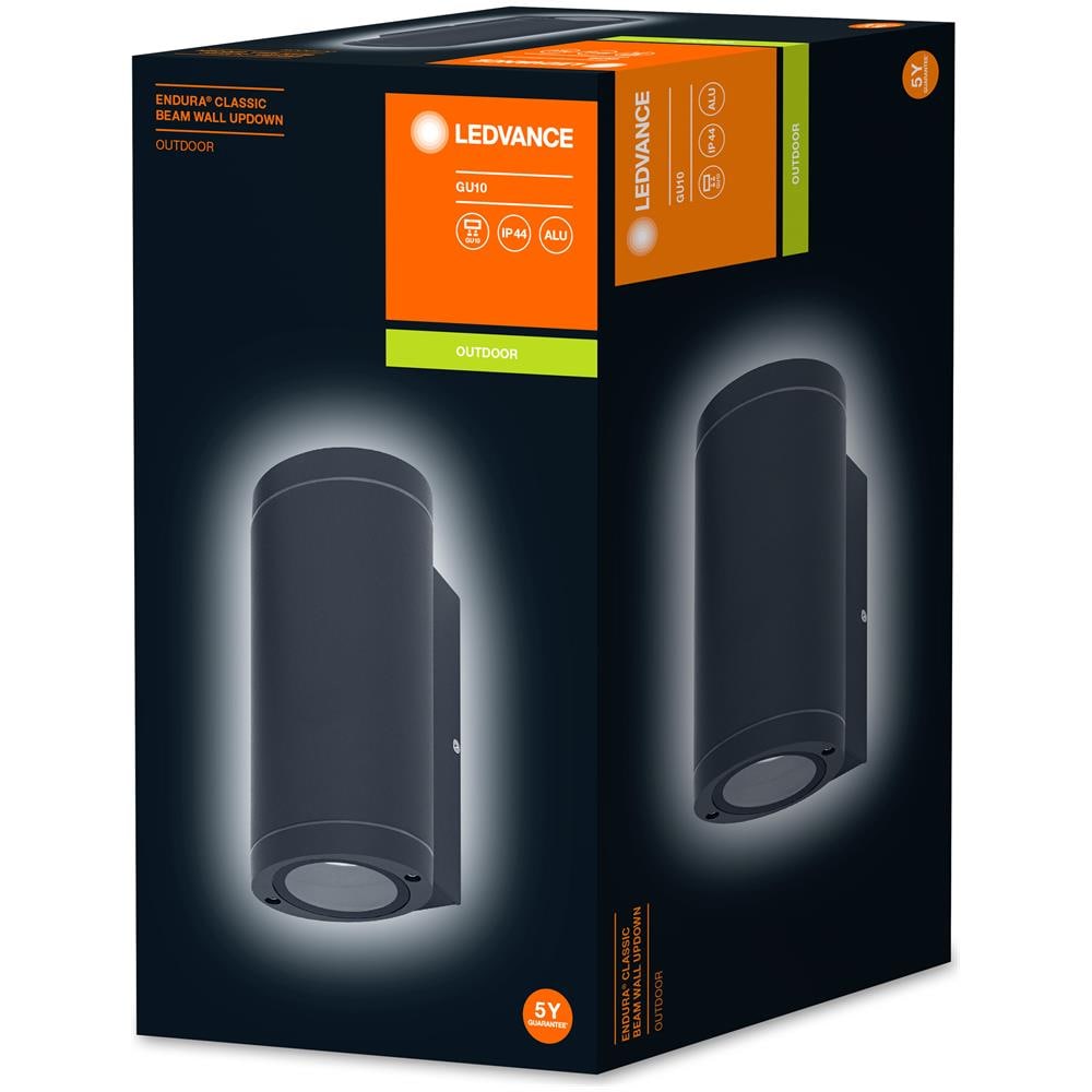 Lampada Da Parete A Led Di Ledvance Per 2x Lampadine Gu10, Luce Di Design Per Esterni, Per Illuminazione Indiretta A 2 Lati, Realizzata In Alluminio Di Alta Qualità In Grigio Scuro, Aggiornamento Della Parete Del Fascio Di Endura Gu10 - Foto 2