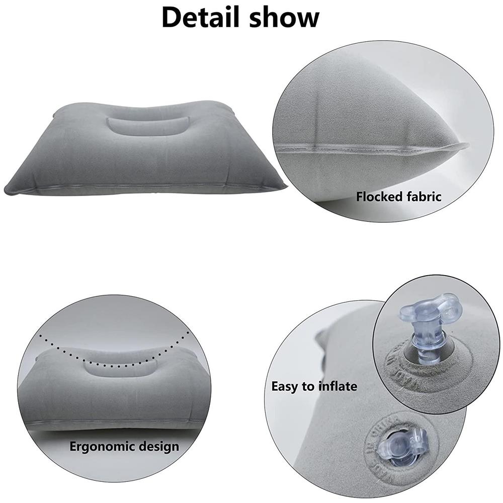 Cuscino Gonfiabile In Peluche /pvc Grigio - Foto 2