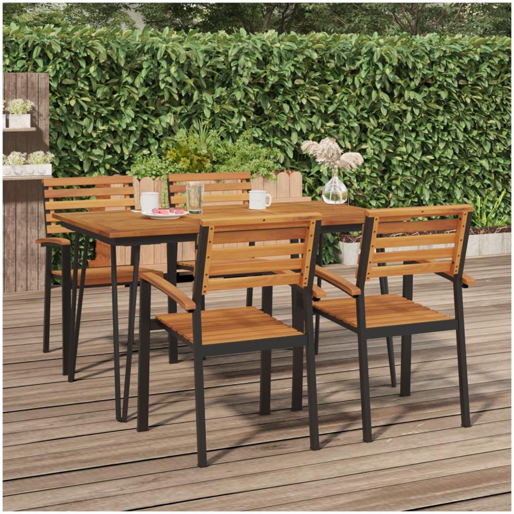 Tavolo Giardino Con Gambe Forcella 140x80x75 Cm Massello Acacia - Foto 1