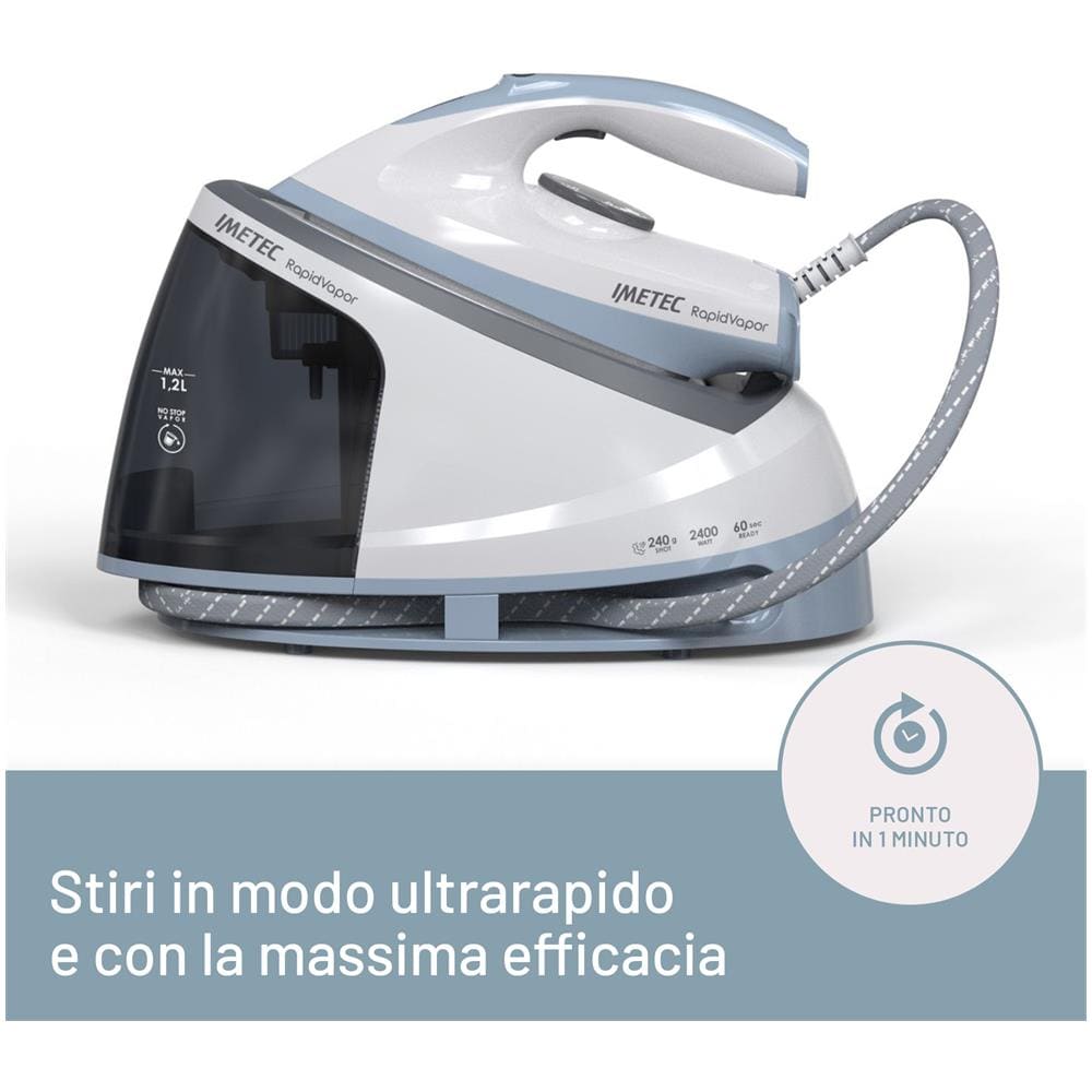 Ferro da Stiro a Secco e a Vapore Rapidvapor Capacità 1.2 Litri Potenza 2400 Watt Colore Blu/ Grigio - Foto 2