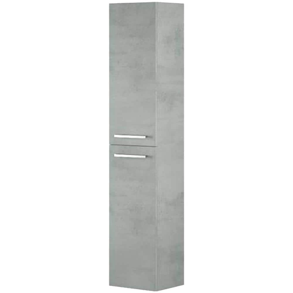 Colonna Bagno Alexandria, Mobile A Colonna Per Bagno A 2 Ante, Armadio Pensile Sospeso Con 2 Ripiani, 30x25h150 Cm, Grigio Cemento - Foto 2