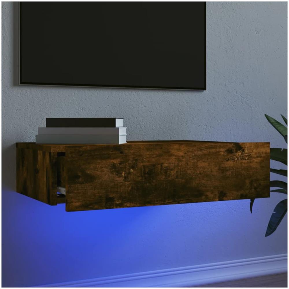 Mobile Porta Tv Con Luci Led Rovere Fumo 60x35x15,5 Cm - Foto 1