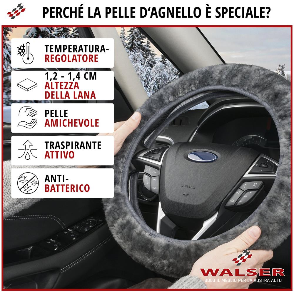 Coprivolante In Pelle D'agnello - Coprivolante In Antracite - Foto 2