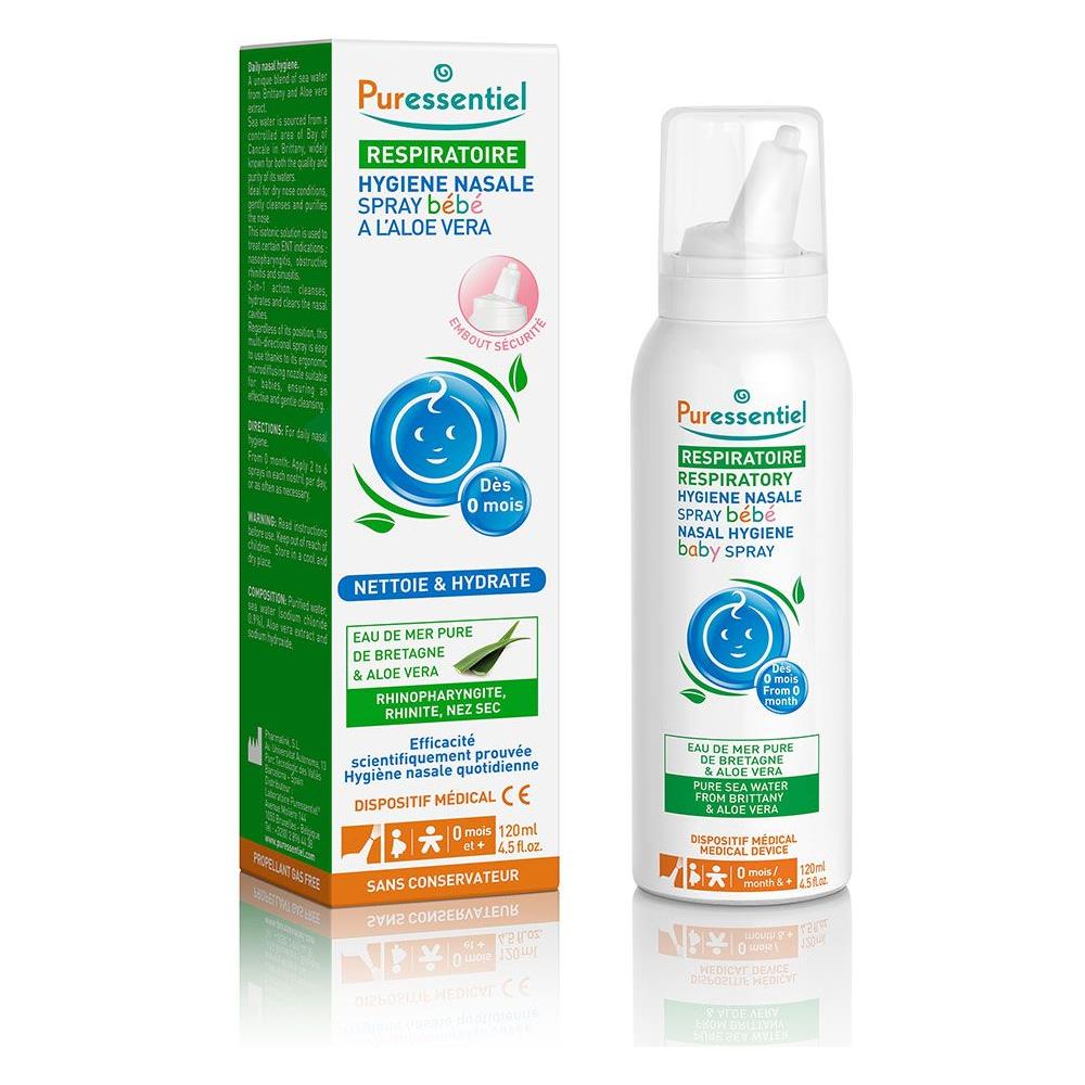 Spray Per L'igiene Nasale Per Bambini 120 Ml Acqua Di Mare Respiratoria E Aloe Vera Puressentiel - Foto 1