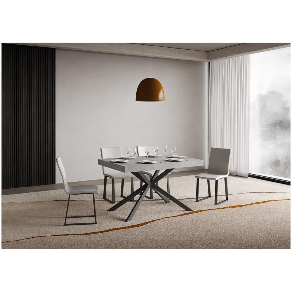 Tavolo allungabile 90x120/380 cm Plaker cemento gambe antracite - Foto 2