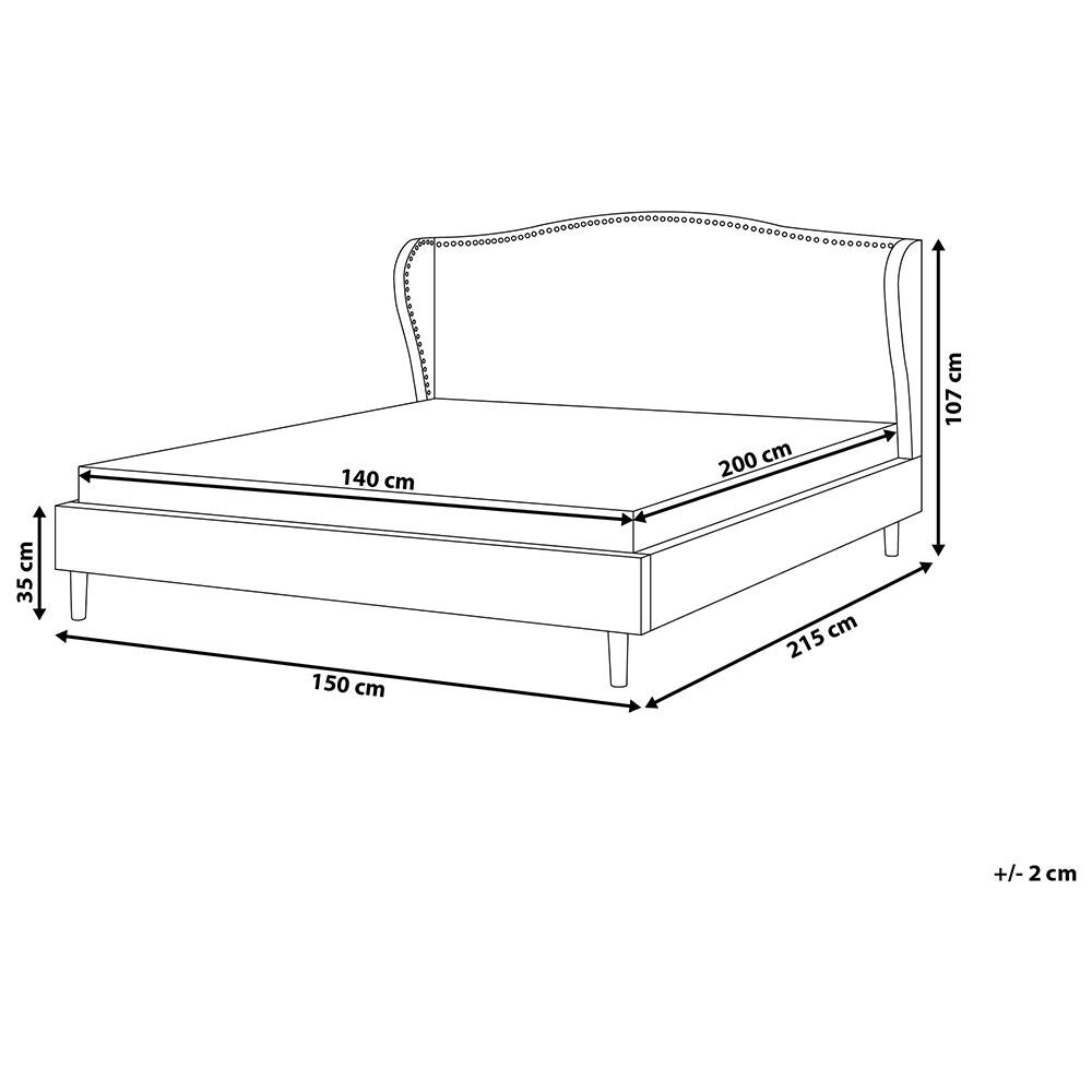 Letto Matrimoniale Imbottito In Tessuto Grigio 140x200cm Colmar - Foto 2