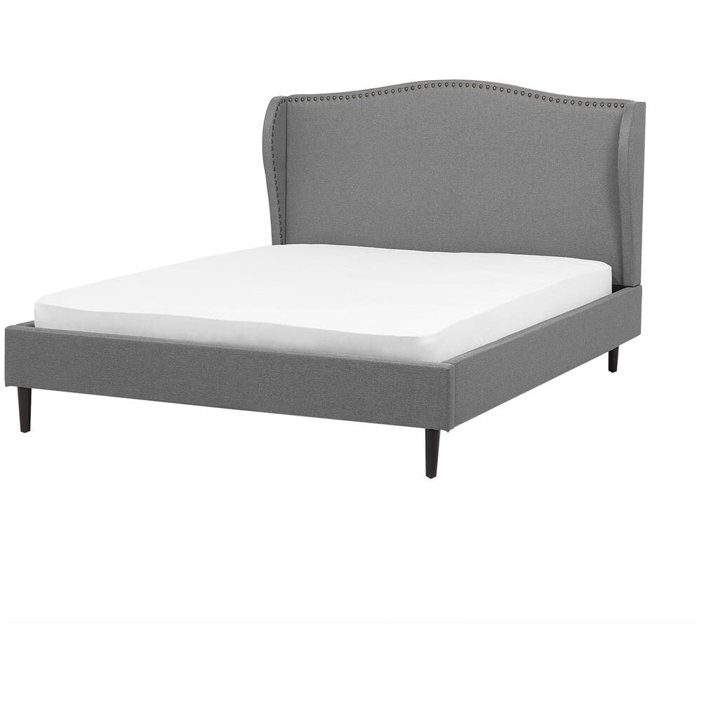 Letto Matrimoniale Imbottito In Tessuto Grigio 140x200cm Colmar - Foto 1