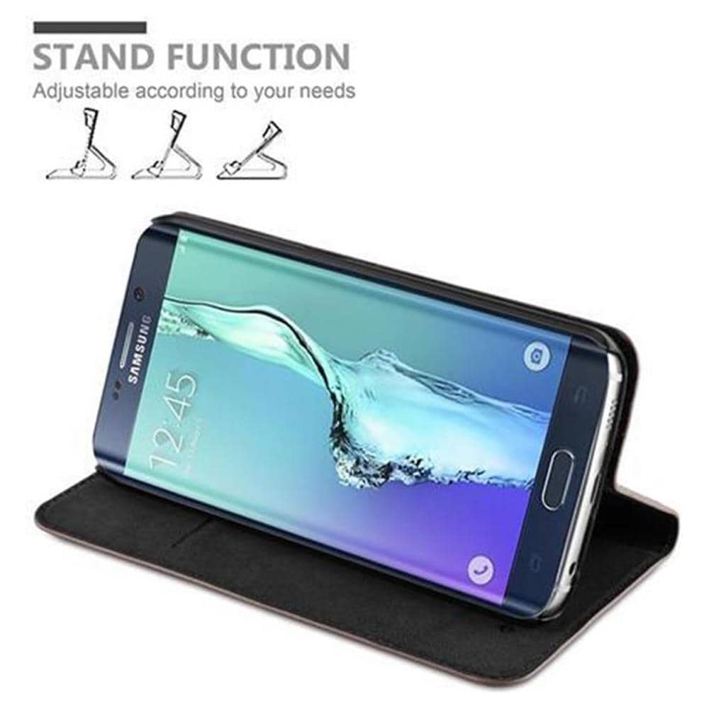 Custodia Compatibile Con Samsung Galaxy S6 Edge In Bruno Caffè - Coperchio Protettiva Con Chiusura Magnetica, Funzione Stand E Tasca Per Le Carte - Foto 8