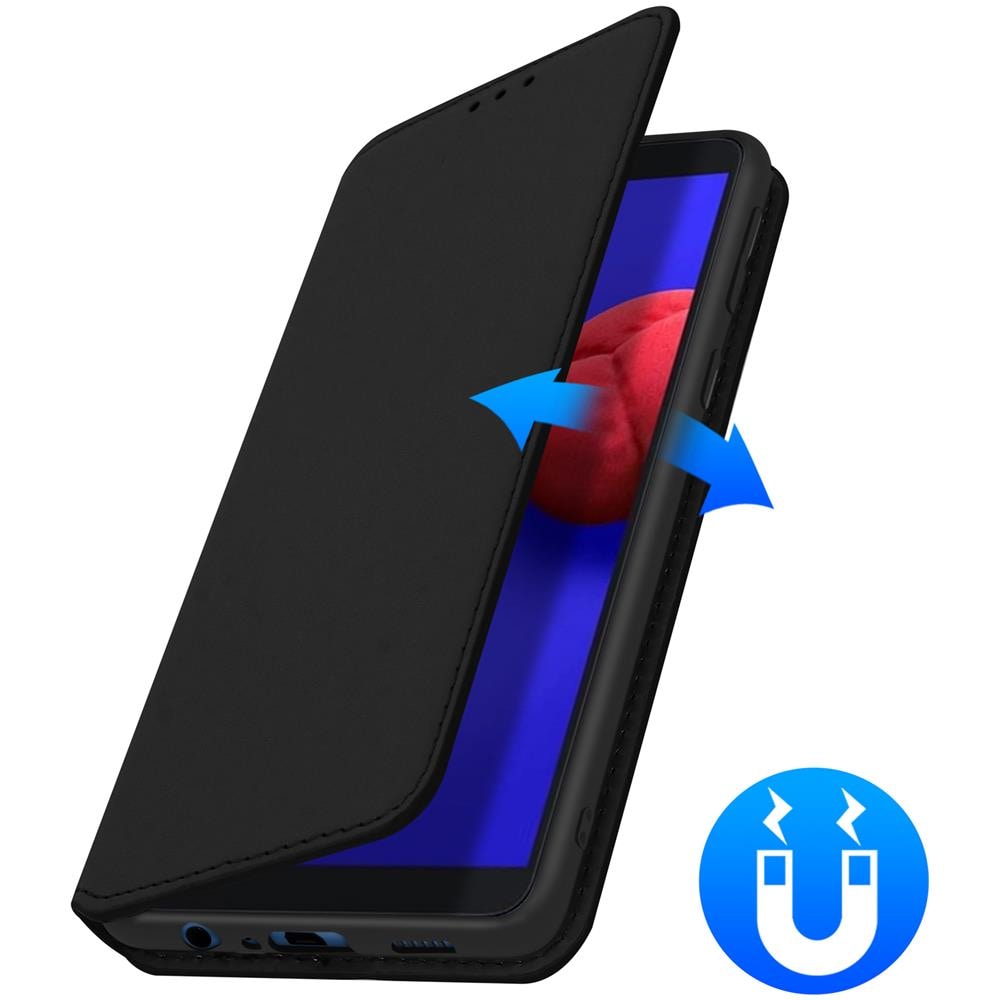 Custodia Samsung Galaxy A01 Core Portacarte Funzione Supporto Similpelle Nero - Foto 2
