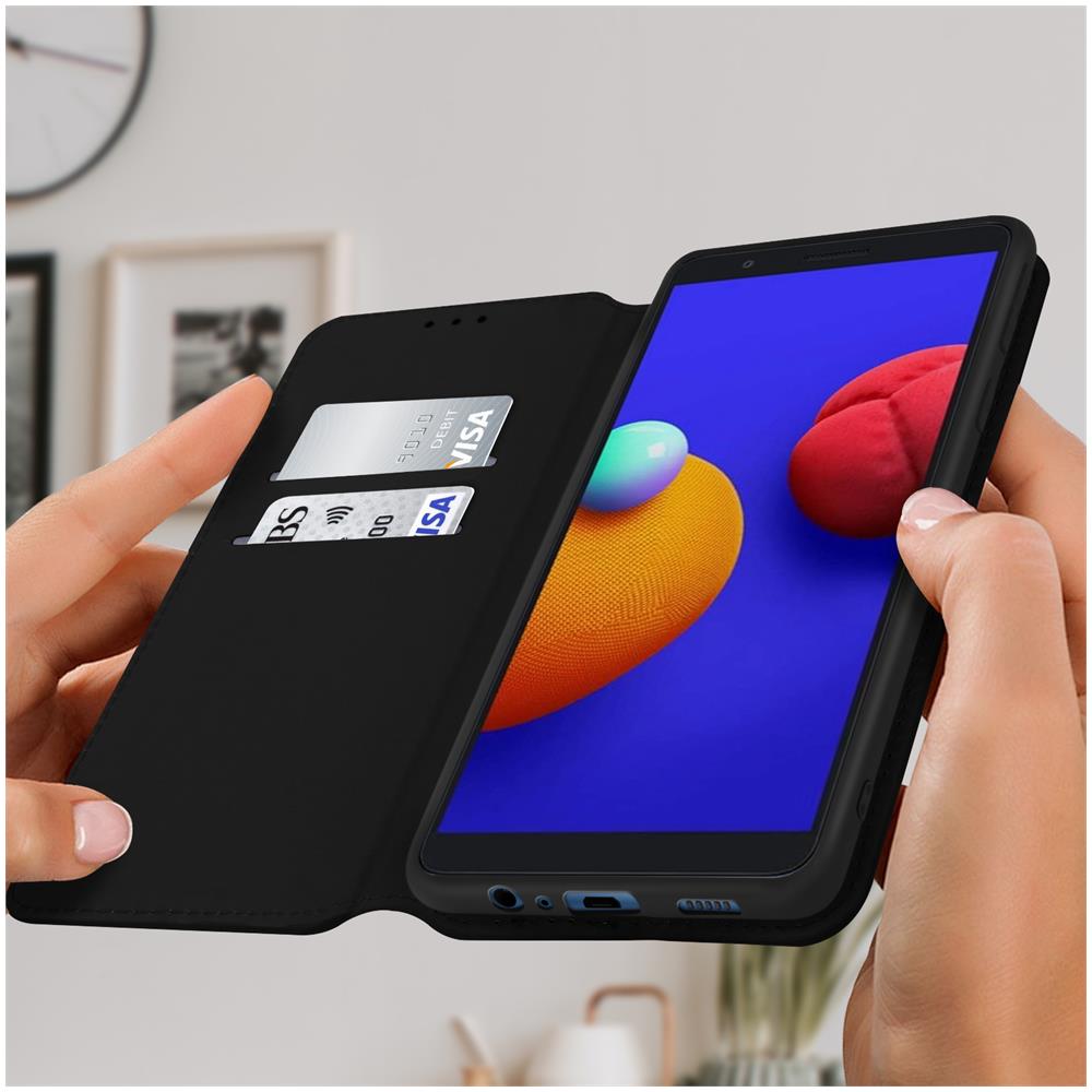 Custodia Samsung Galaxy A01 Core Portacarte Funzione Supporto Similpelle Nero - Foto 4