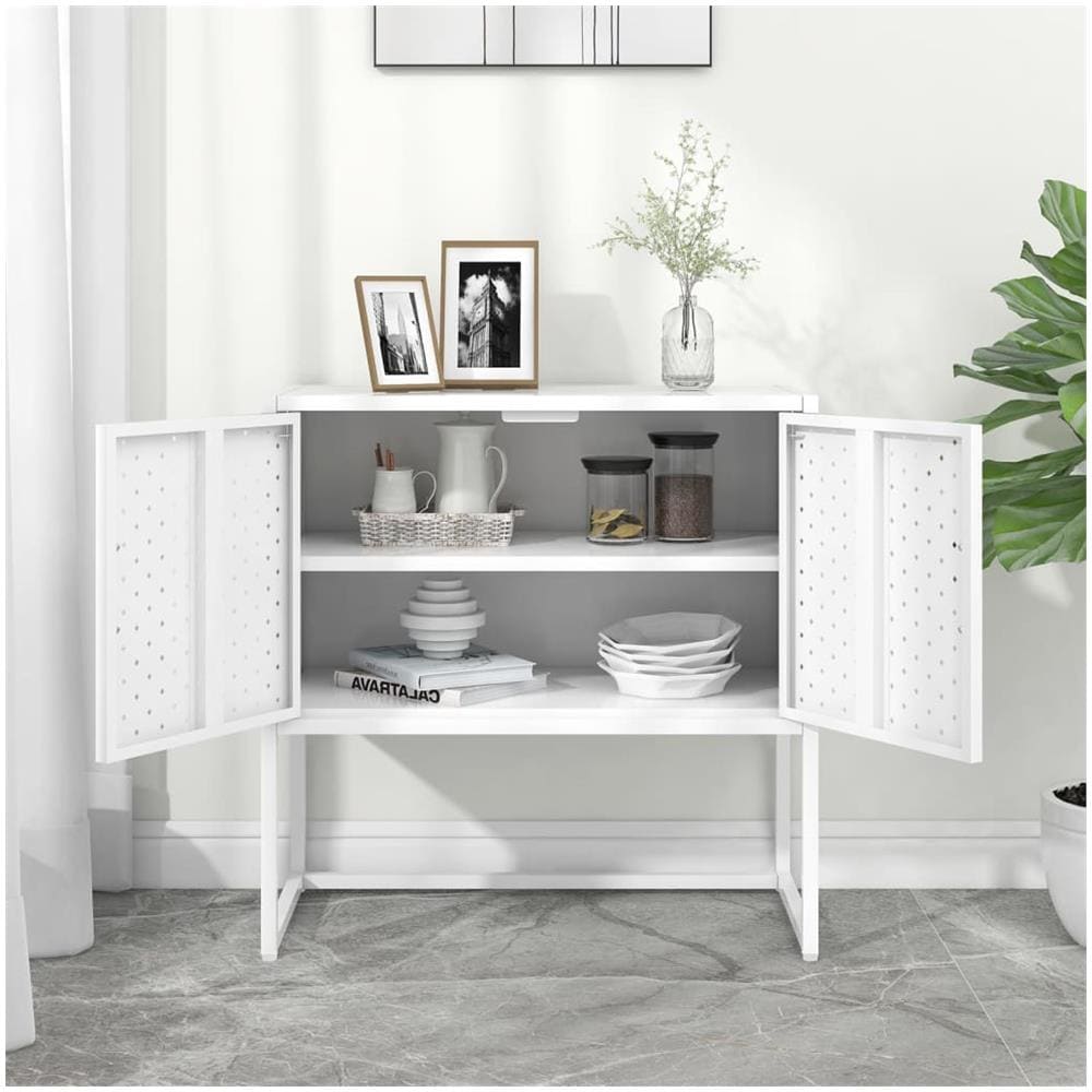 Credenza Bianca 75x35x75 Cm In Acciaio - Foto 3