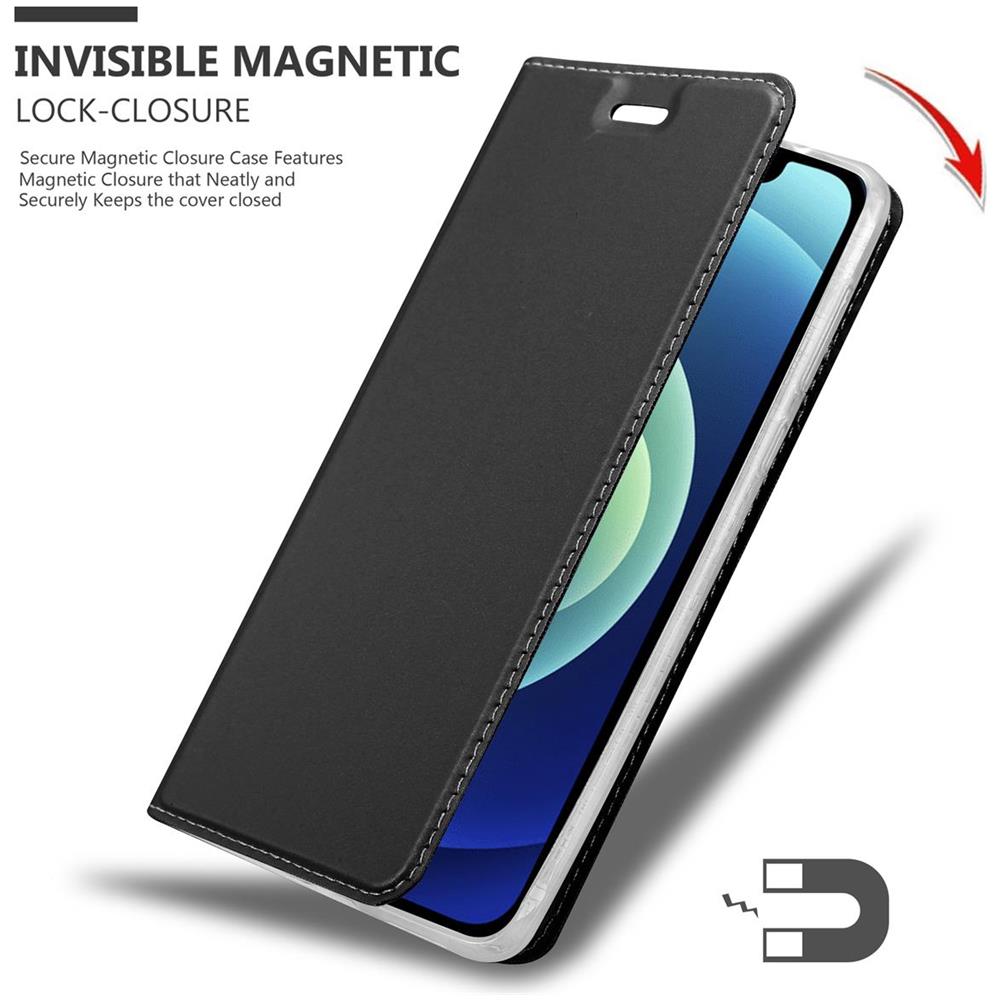 Cadorabo Custodia Compatibile Con Apple Iphone 12 Mini (5,4"" Zoll) In Classy Nero - Coperchio Protettiva Con Chiusura Magnetica, Funzione Stand E Tasca Per Le Carte - Foto 8