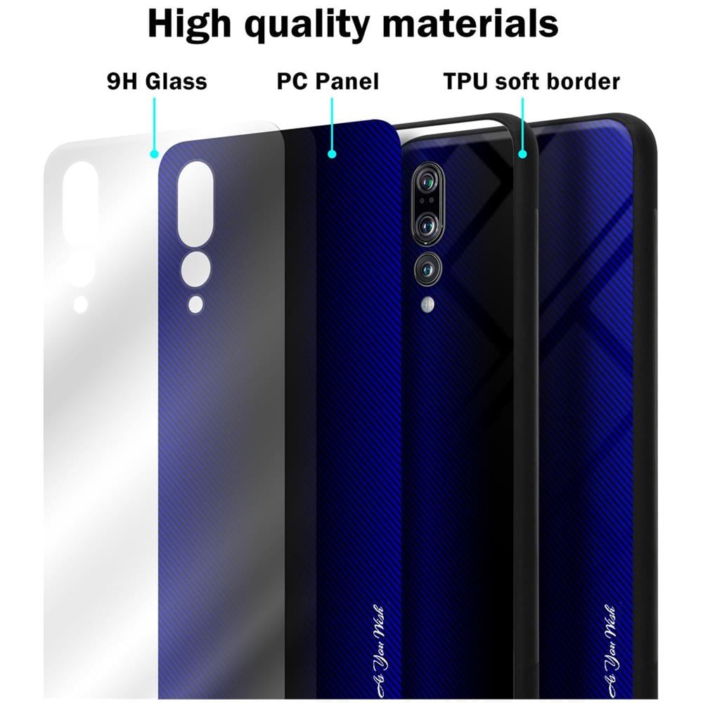 Custodia Compatibile Con Huawei P20 Pro - Ottica A Strisce In Cobalto Viola - Coperchio Protettivo In Vetro Temperato E Silicone Tpu - Foto 7