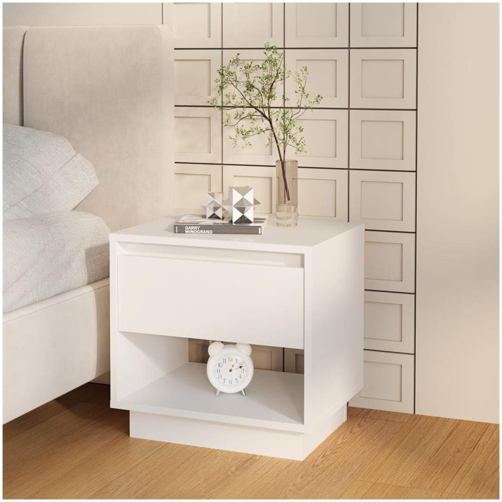 Comodino Bianco 45x34x44 cm in Truciolato - Foto 1
