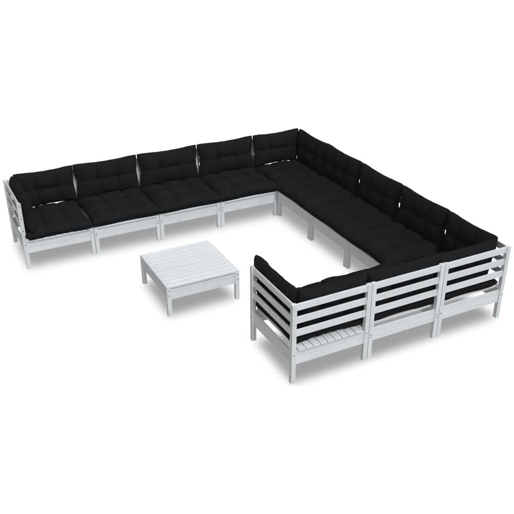 Set Divani Da Giardino 12 Pz Con Cuscini Legno Di Pino Bianco - Foto 2