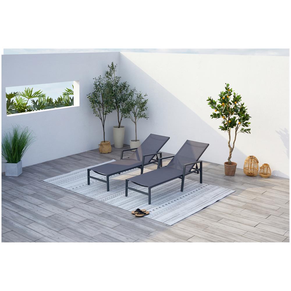 Set Di 2 Sdraio In Alluminio Grigio Scuro Bari - Foto 2