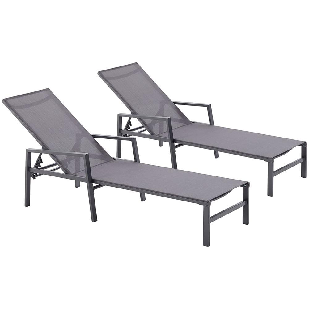 Set Di 2 Sdraio In Alluminio Grigio Scuro Bari - Foto 1