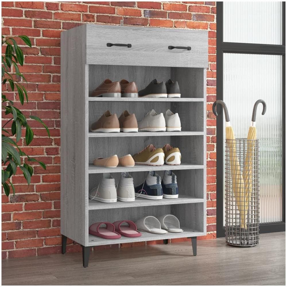 Scarpiera Grigio Sonoma 60x35x105 Cm In Legno Multistrato - Foto 1