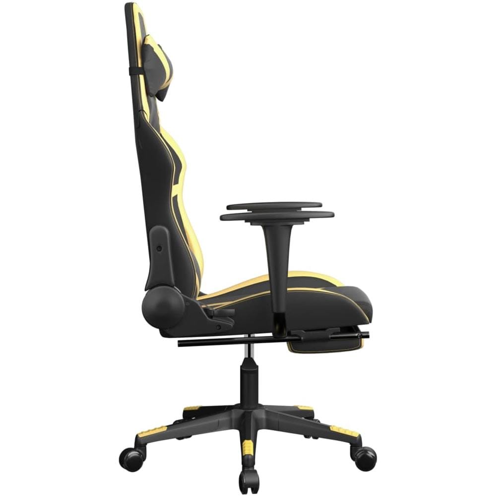 Sedia Da Gaming Con Poggiapiedi Nero E Oro In Similpelle - Foto 2