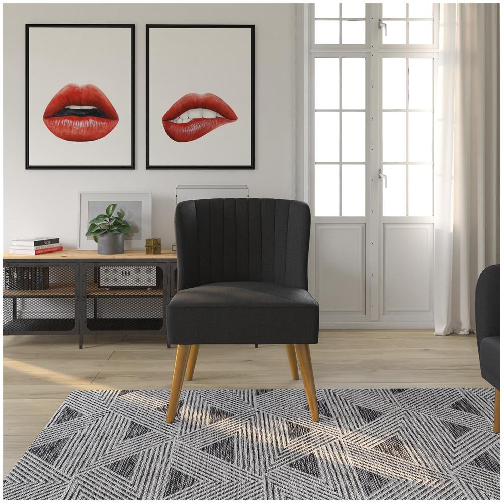 Brittany Sedia Imbottita Con Rivestimento In Lino Grigio - Foto 6