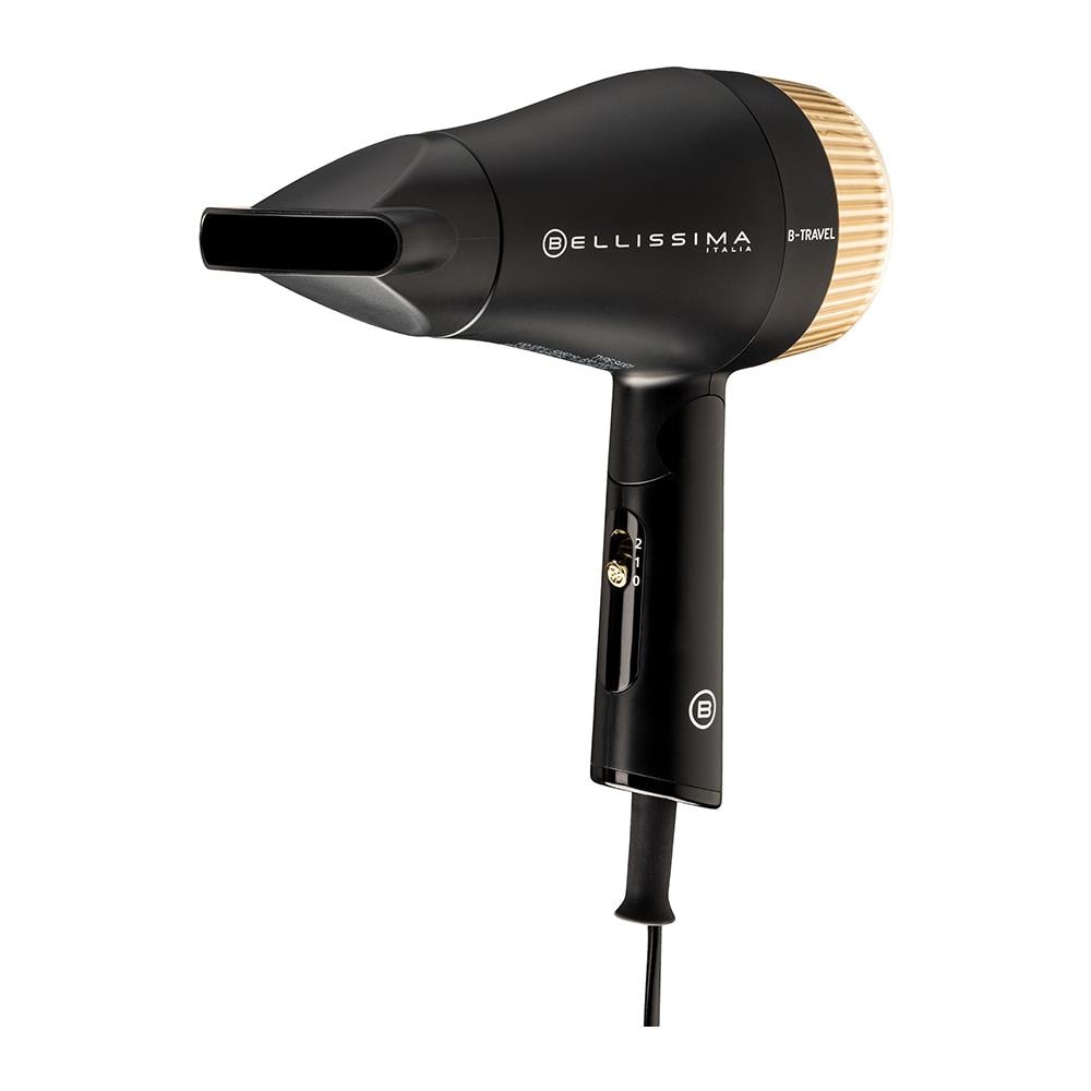 Asciugacapelli da Viaggio B-Travel con 2 Velocità 2 Regolazione Calore Potenza 1400 W Colore Nero/Oro - Foto 1