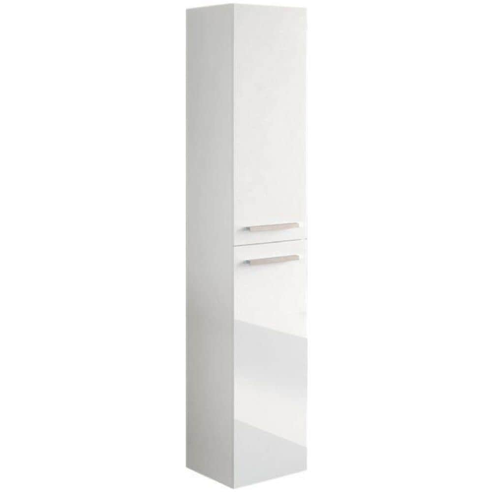Colonna Bagno Alexandria, Mobile A Colonna Per Bagno A 2 Ante, Armadio Pensile Sospeso Con 2 Ripiani, 30x25h150 Cm, Bianco Lucido - Foto 2