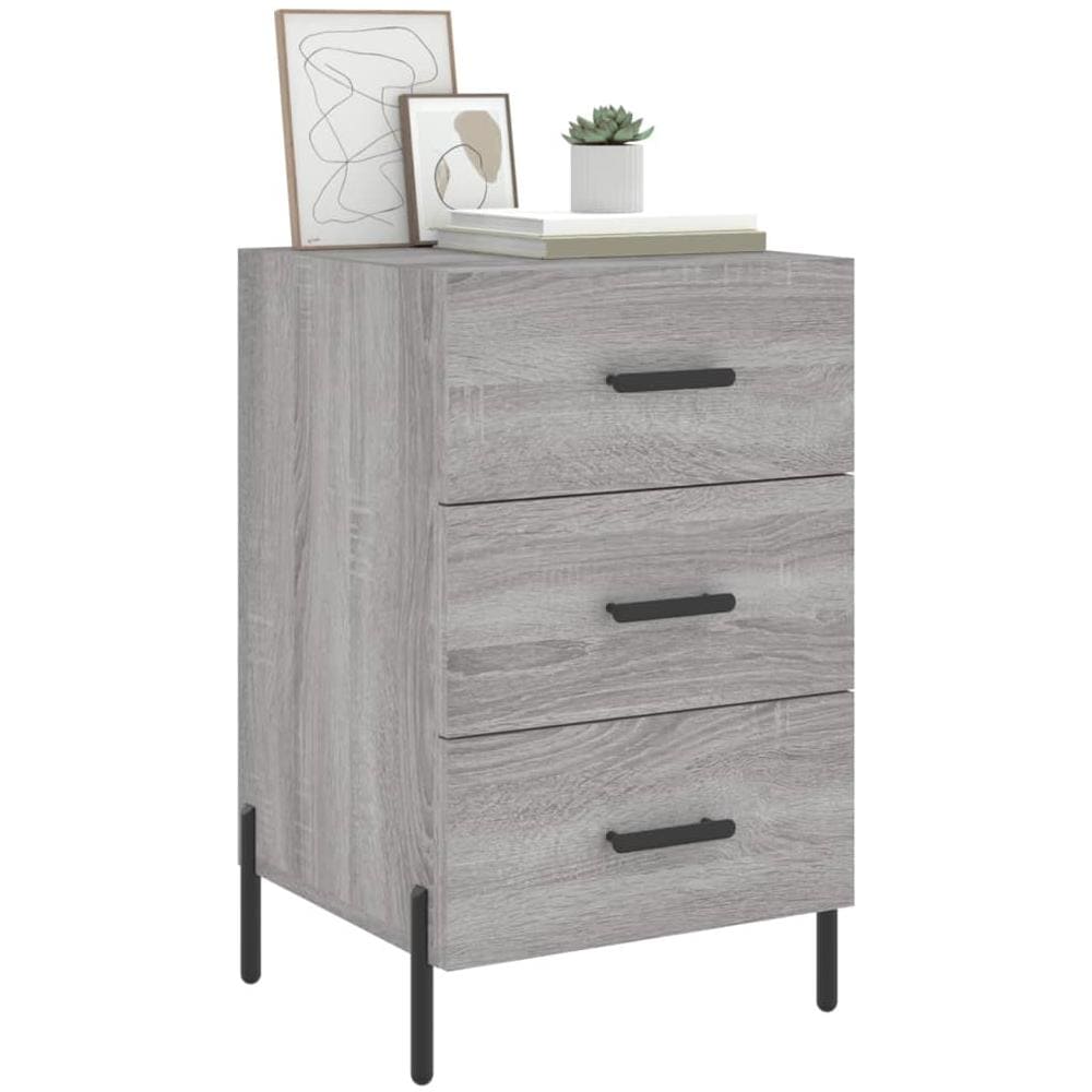 Comodino Grigio Sonoma 40x40x66 Cm In Legno Multistrato - Foto 3