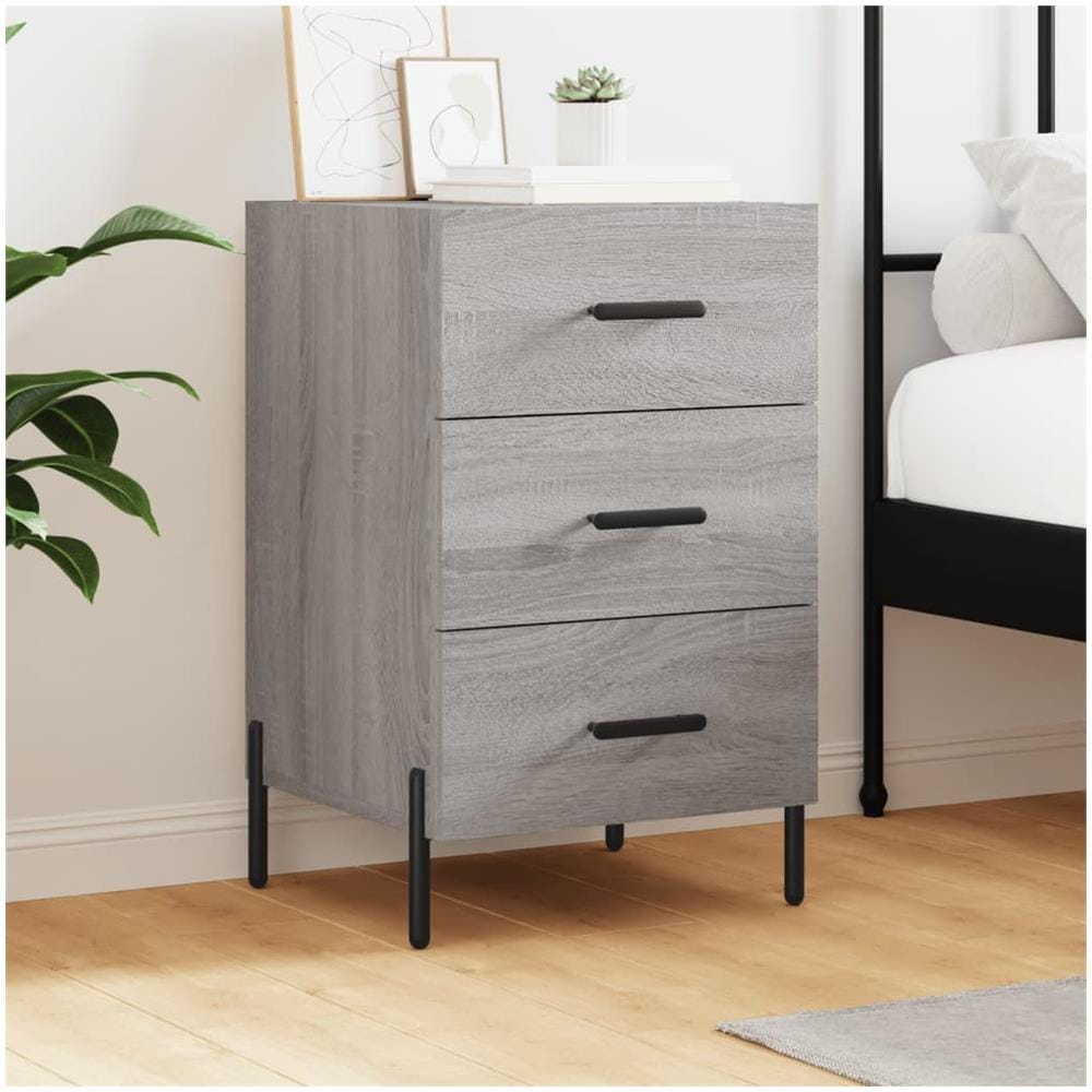 Comodino Grigio Sonoma 40x40x66 Cm In Legno Multistrato - Foto 1