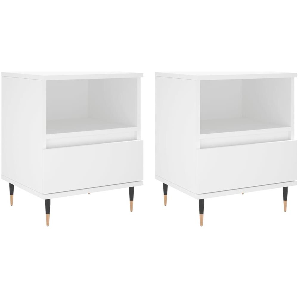 Comodini 2pz Bianchi 40x35x50 Cm In Legno Multistrato - Foto 2