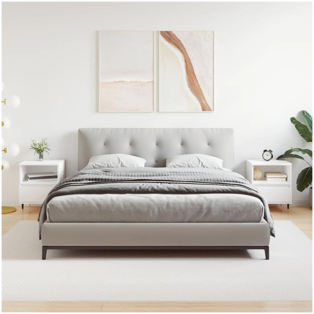 Comodini 2pz Bianchi 40x35x50 Cm In Legno Multistrato - Foto 1