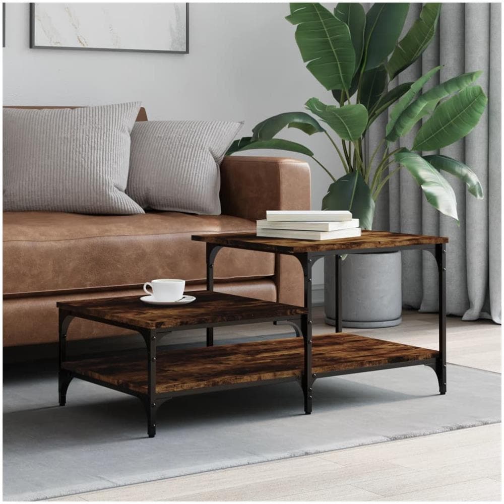 Tavolino Da Salotto Rovere Fumo 100x50,5x45cm Legno Multistrato - Foto 1