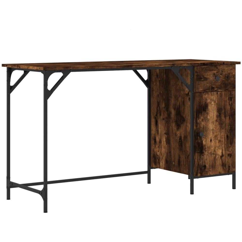 Scrivania Computer Rovere Fumo 131x48x75 Cm Legno Multistrato - Foto 2