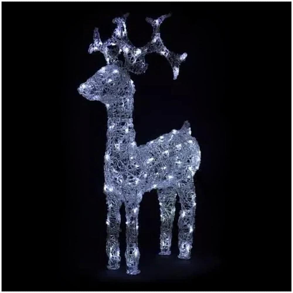 Renna Luminosa Natalizia Esterno 100 cm Decorazione Addobbo Natale Bianco Freddo - Foto 1