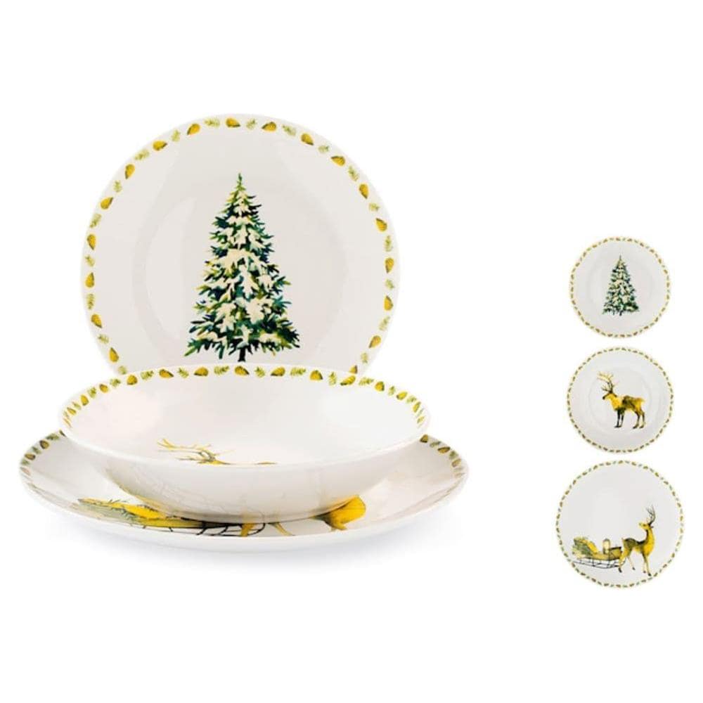 Servizio tavola natalizio 18 pezzi coupe Lapponia in porcellana decorata - Foto 1