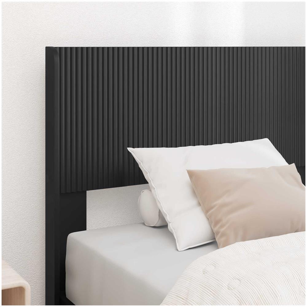 Struttura del letto con stoccaggio e testata Nero 90 x 190 cm - Foto 2