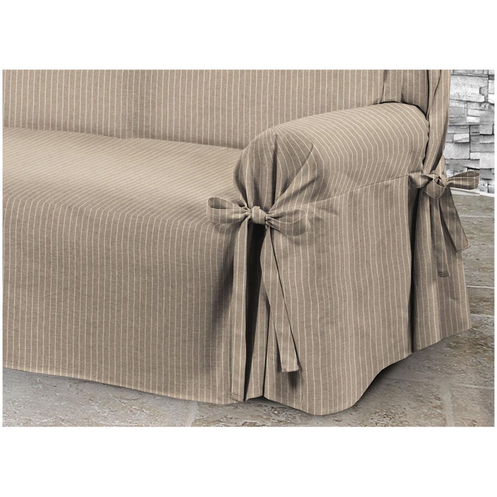 Copridivano Fodera Telo Protezione Divano Con Laccetti Fiocco Disegno Lord 2 Posti Tortora - Foto 7