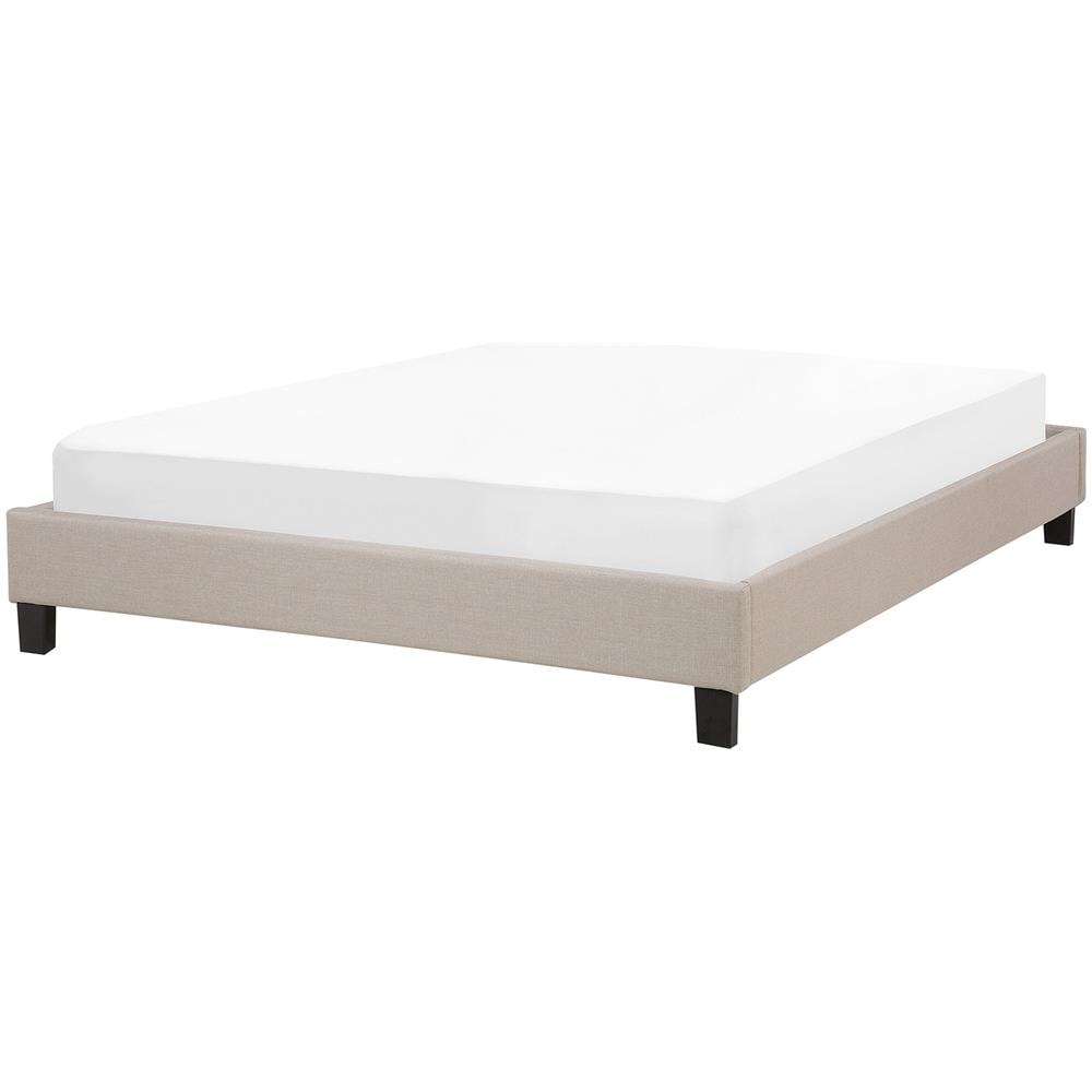 Letto Imbottito Beige Con Telaio 140 X 200 Cm Roanne - Foto 1