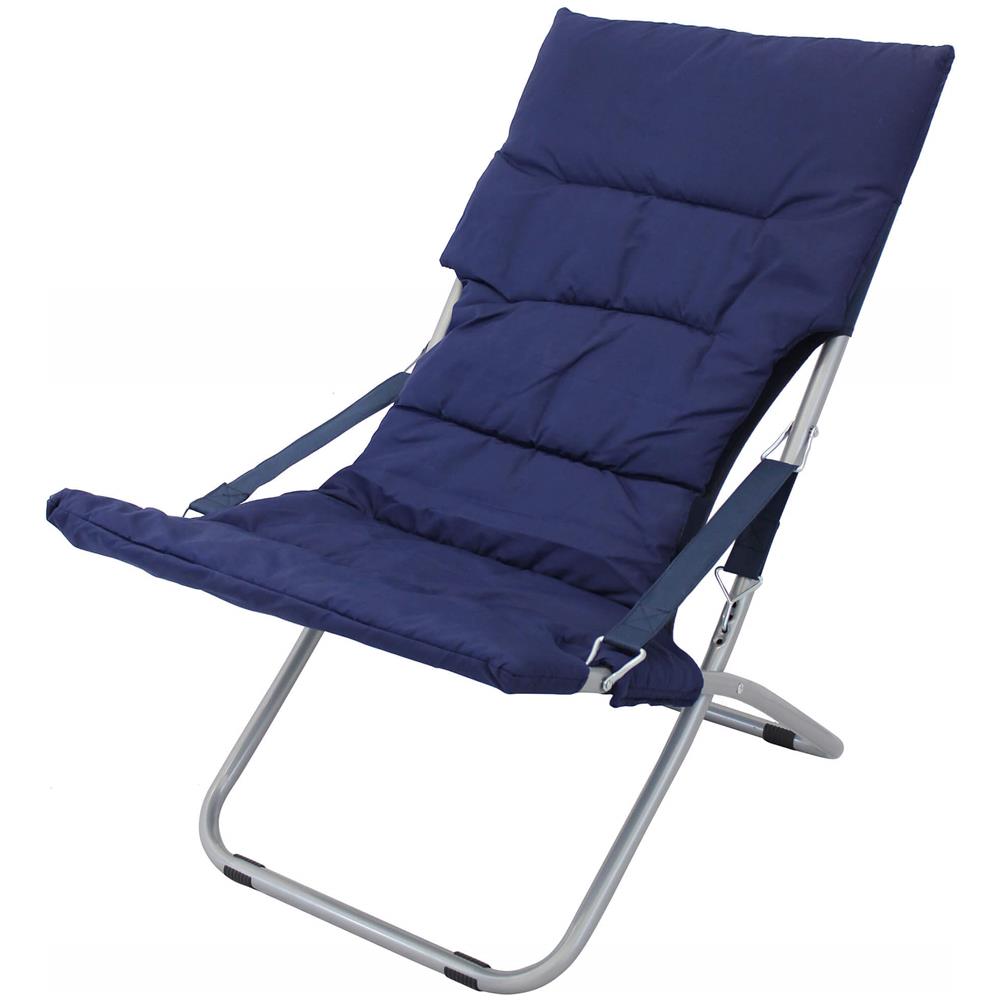 Sdraio Pieghevole In Oxford Blu Per Campeggio Spiaggia Mare Piscina Giardino - Foto 3