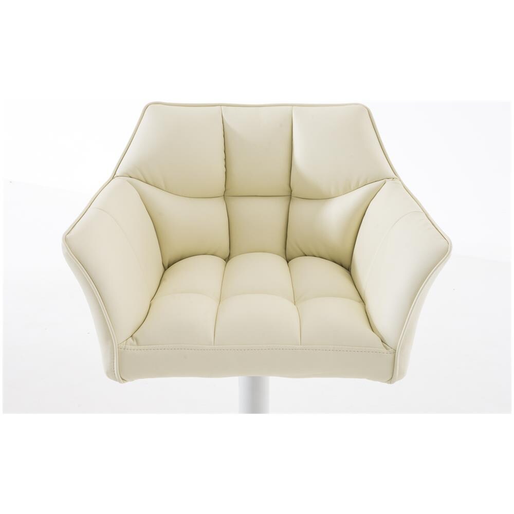 Sgabello Alto Regolabile Damaso in Similpelle I Sgabello Bancone con Braccioli E Schienale Imbottiti E Poggiapiedi, H 58-83 CM Crema Bianco - Foto 5