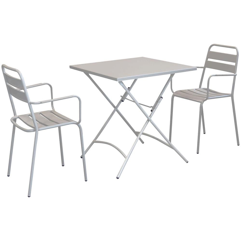 Romanus - Set Tavolo Da Giardino Pieghevole Salvaspazio 70 X 70 Compreso Di 2 Poltrone In Ferro - Foto 1