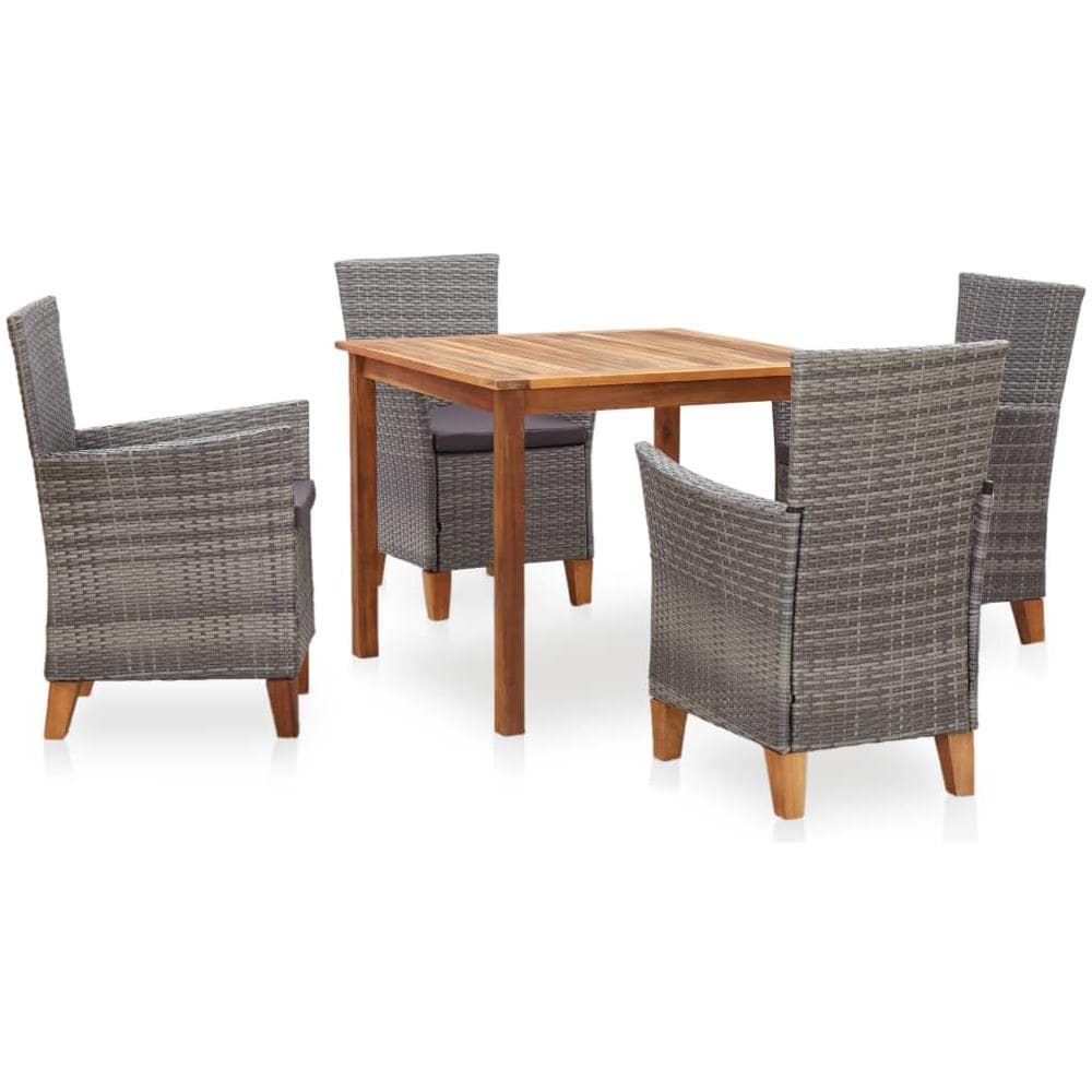 Set Pranzo da Giardino 5 pz Polyrattan e Legno d'Acacia Grigio - Foto 1