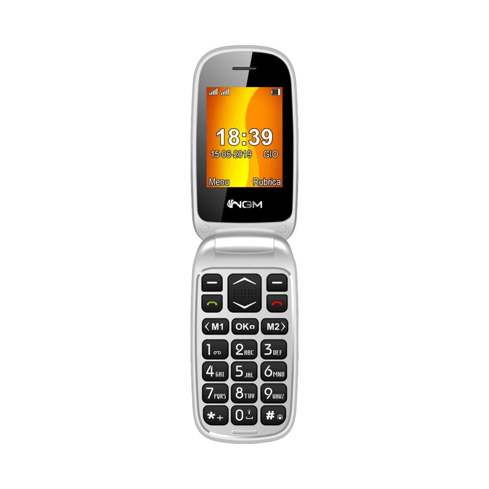 Facile Loop Senior Phone Dual Sim Display 2.4" Micro SD Bluetooth con Tasti Grandi + SOS Fotocamera 1,3 MP Colore Grigio / Argento - Italia - Foto 2