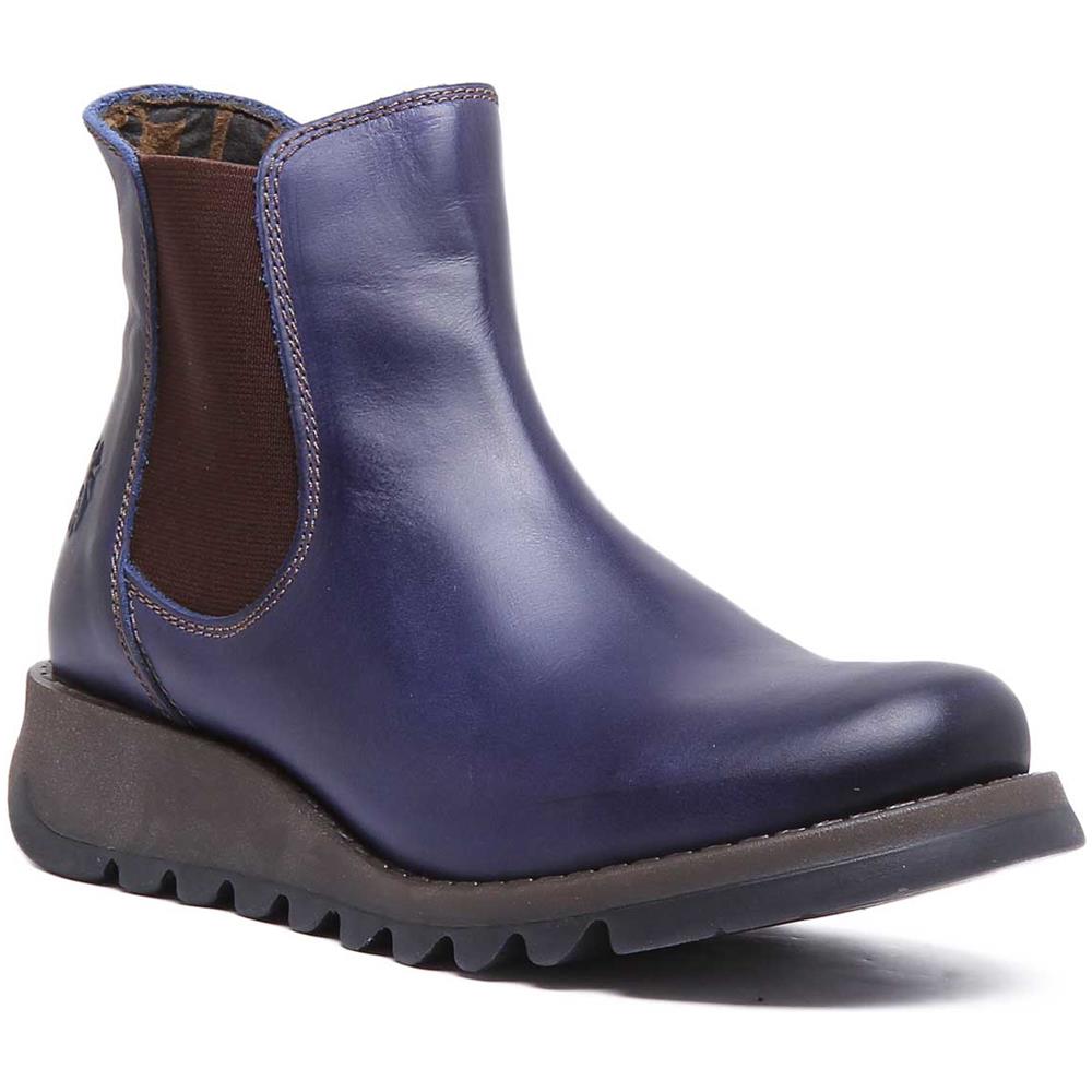 Pelle Fly London Salv Stivaletti Chelsea In Blu Per Le Donne - Foto 1