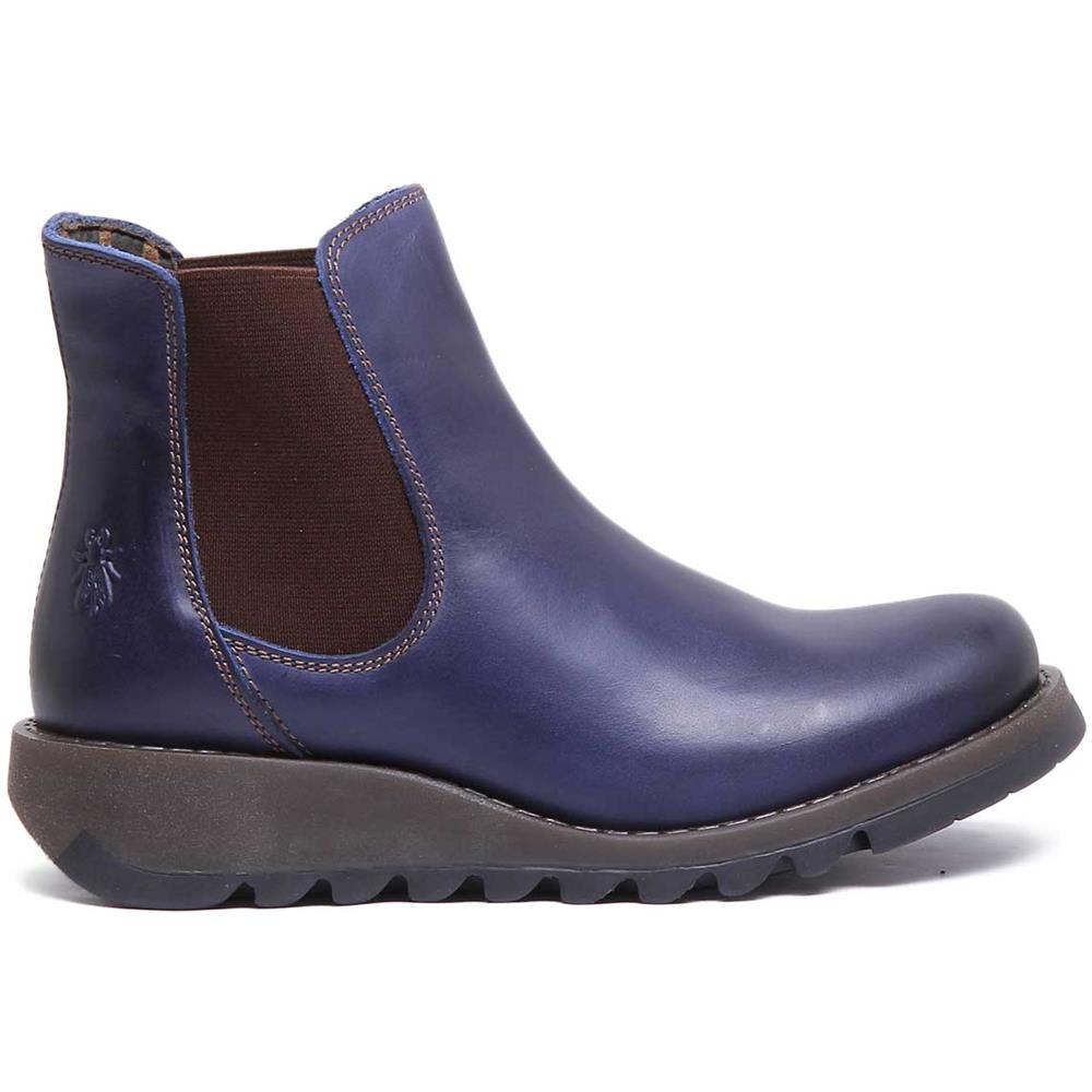 Pelle Fly London Salv Stivaletti Chelsea In Blu Per Le Donne - Foto 2